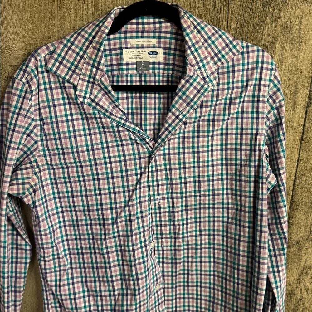Old Navy Men's Casual Plaid Shirt - Blue, Pink, Green